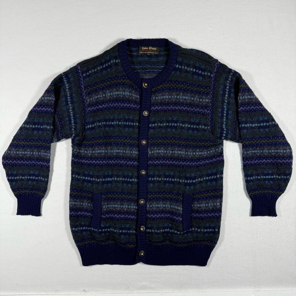 vintage‎ wool cardigan multi color striped sweater Loden-Plankt